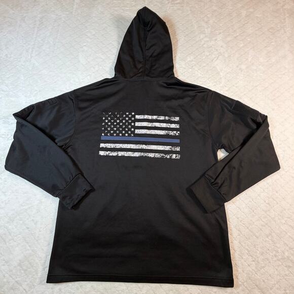 Rothco Thin Blue Line Concealed Carry Hoodie Black Pass-Through Pocket Men Sz Lg - Picture 3 of 6